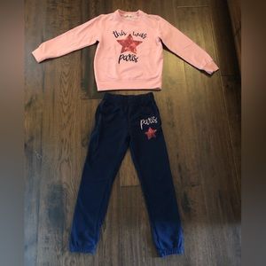 Girls fleece embroidered shirt and pants set